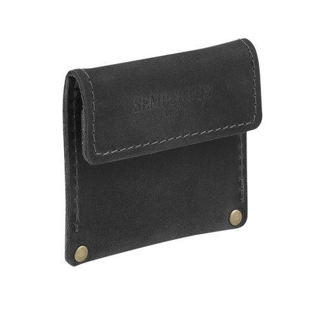 Skórzana bilonówka, portfel na drobne  Sempertus B-01/CH Czarna